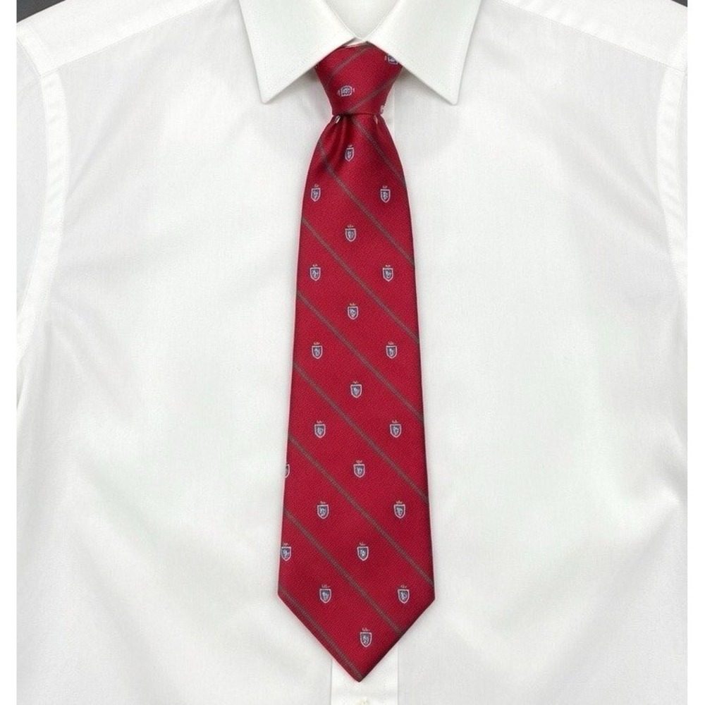 Polo Ralph Lauren Crest Shield Red Green Stripe Silk Tie Repp Stripes USA